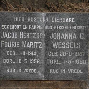 MARITZ Jacob Hertzog Fourie 1914-1956 :: WESSELS Johanna C. 1947-1980