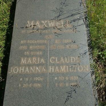 MAXWELL Maria Johanna 1906-198? :: MAXWELL Claude Hamilton 1933-1950