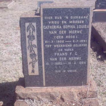 MERWE Frans F.C., van der 1882-1964 &amp; Catherina Sophia Louisa ROOS 1808-1941