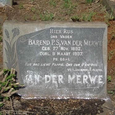 MERWE Barend P.S., van der 1892-1937