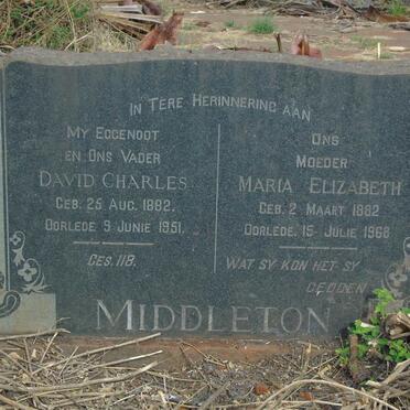 MIDDLETON David Charles 1882-1951 & Maria Elizabeth 1882-1968