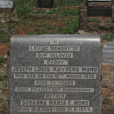 MONS Joseph Louis Kuypers -1936 & Susanna Maria E. 1868-1944