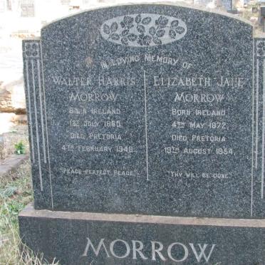 MORROW Walter Harris 1860-1948 &amp; Elizabeth Jane 1872-1954