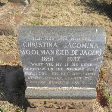 MOOLMAN Christina Jacomina nee DE JAGER 1861-1937