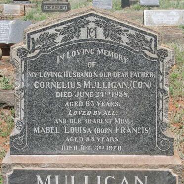 MULLIGAN Cornelius -1938 & Mabel Louisa FRANCIS -1970