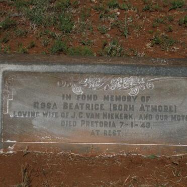 NIEKERK Rosa Beatrice, van nee ATMORE -1943