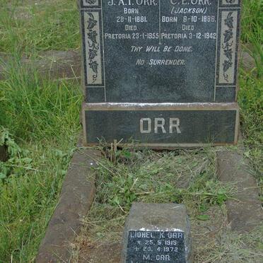 ORR J.A.T. 1881-1955 & C.E. JACKSON 1886-1942 :: ORR Lionel K. 1915-1972 :: ORR M, 1920-1980