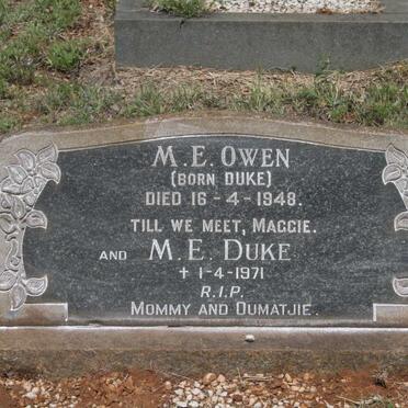 OWEN M.E. nee DUKE -1948 :: DUKE M.E. -1971