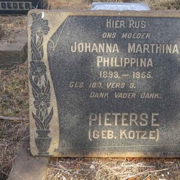 PIETERSE Johanna Marthina Philippina nee KOTZE 1893-1955