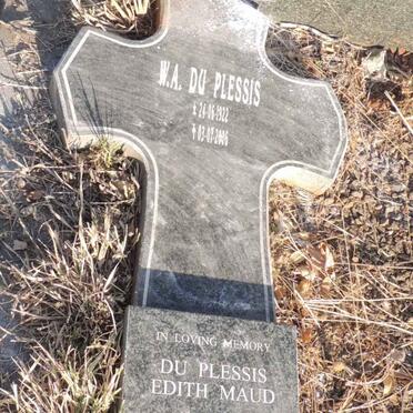 PLESSIS W.A., du 1922-2006 & Edith Maud 1922-2008