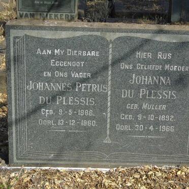 PLESSIS Johannes Petrus, du 1886-1960 & Johanna MULLER 1892-1966