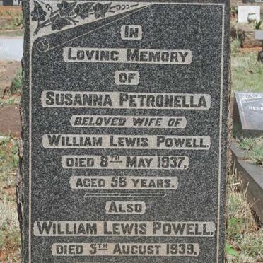 POWELL William Lewis -1939 & Susanna Petronella -1937