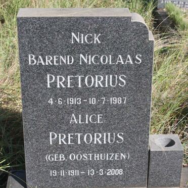 PRETORIUS Barend Nicolaas 1913-1987 &amp; Alice OOSTHUIZEN 1911-2008