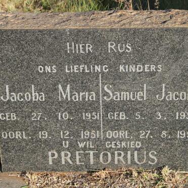 PRETORIUS Jacoba Maria 1951-1951 :: PRETORIUS Samuel Jacobus 1955-1955