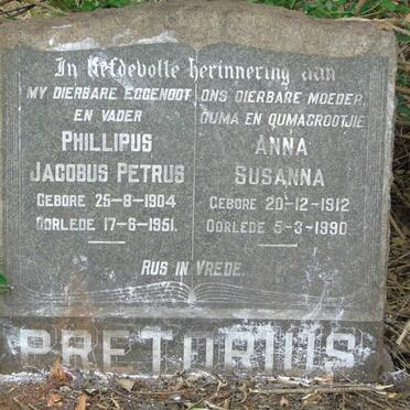 PRETORIUS Phillipus Jacobus Petrus 1904-1951 & Anna Susanna 1912-1990