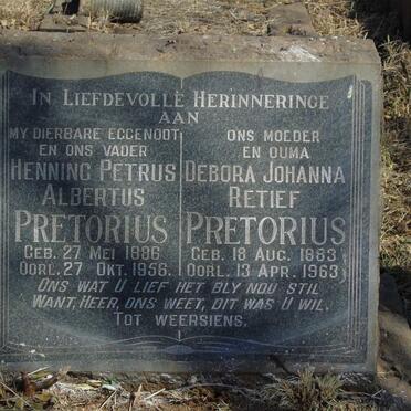 PRETORIUS Henning Petrus Albertus 1886-1956 & Debora Johanna Retief 1883-1963