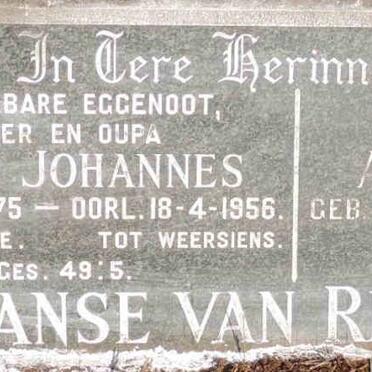 RENSBURG David Johannes, Janse van 1875-1956 & Anna Johanna 1884-1971
