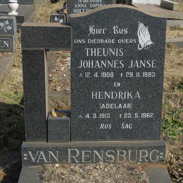 RENSBURG Theunis Johannes, Janse van 1908-1983 &amp; Hendrika ADELAAR 1913-1962