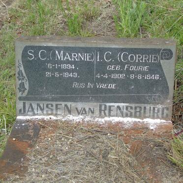 RENSBURG S.C., Jansen van 1894-1943 & I.C. FOURIE 1902-1946