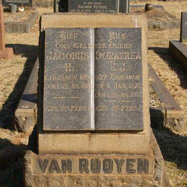 ROOYEN Jacobus H., van 1864-193? &amp; Dorathea J.J. TERBLANCHE 1876-1952 
