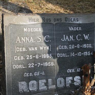 ROELOFSE Jan C.W. 1866-1954 & Anna S.C. VAN WYK 1885-1958