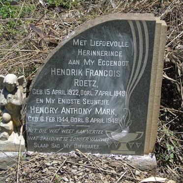 ROETZ Hendrik Francois 1922-1949 :: ROETZ Hendry Anthony Mark 1944-1949