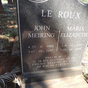ROUX John Meiring, le 1903-1997 &amp; Maria Elizabeth 1908-1999