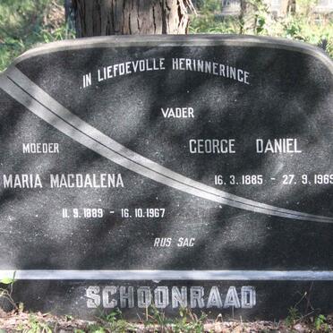 SCHOONRAAD George Daniel 1885-1969 &amp; Maria Magdalena 1889-1967