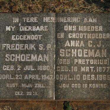 SCHOEMAN Frederik S.P. 1880-1947 & Anna C.J. PRETORIUS 1877-1965