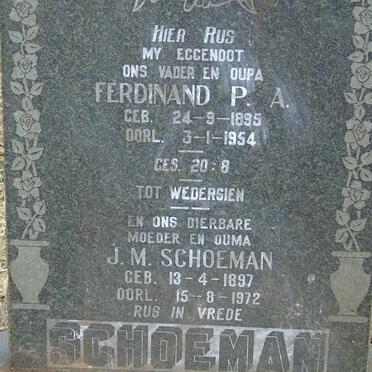 SCHOEMAN Ferdinand P.A. 1895-1954 & J.M. 1897-1972