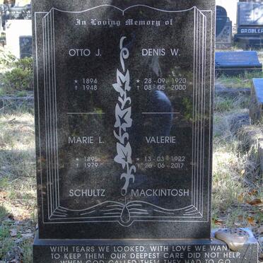 SCHULTZ Otto J. 1894-1948 &amp; Marie L. 1895-1979 :: MACKINTOSH Denis W. 1920-2000 &amp; Valerie 1922-2017