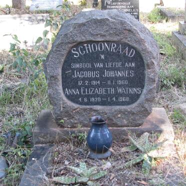 SCHOONRAAD Jacobus Johannes 1914-1960 &amp; Anna Elizabeth WATKINS 1920-1968