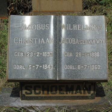 SCHOEMAN Jacobus Christiaan 1893-1943 & Wilhelmina Jacoba VAN WYK 1898-1960