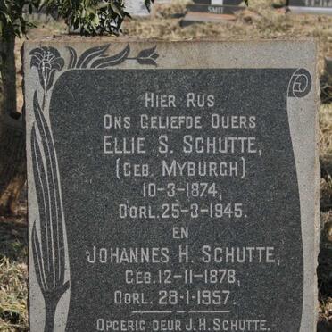 SCHUTTE Johannes H. 1878-1957 & Ellie S. MYBURGH 1874-1945