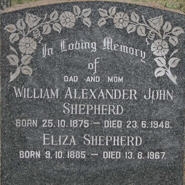 SHEPHERD William Alexander John 1875-1948 & Eliza 1885-1967