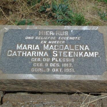STEENKAMP Maria Magdalena Catharina nee DU PLESSIS 1912-1951