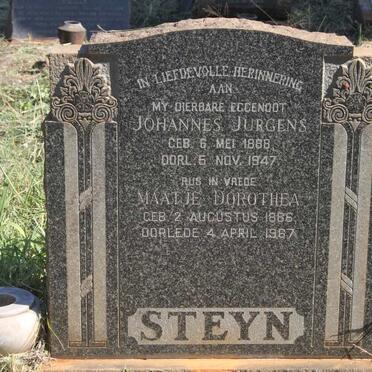 STEYN Johannes Jurgens 1888-1947 & Maatje Dorothea 1886-1967