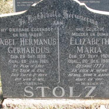 STOLZ Abel Hermanus Gerhardus 1899-1961 &amp; Elizabeth Maria 1908-1982