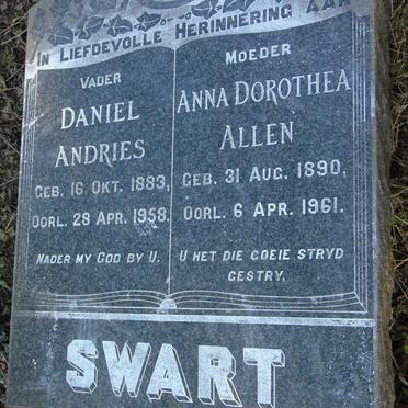SWART Daniel Andries 1883-1958 & Anna Dorothea Allen 1890-1961
