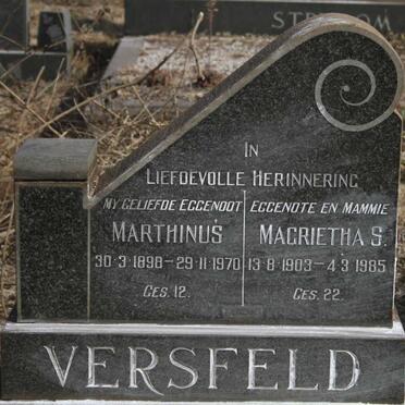 VERSFELD Marthinus 1898-1970 & Magrietha S. 1903-1985