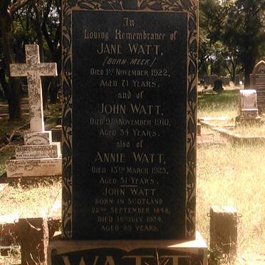 WATT John 1948-1934 :: WATT John -1910 :: WATT Jane nee MEEK -1922 :: WATT Annie -1923