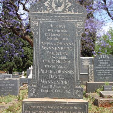 WANNENBURG Pieter Johannes Daniel 1891-1962 &amp; Anna Johanna STEYN 1888-1944