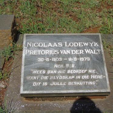 WALT Nicolaas Lodewyk Pretorius, van der 1903-1973