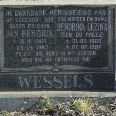 WESSELS Jan Hendrik 1906-1987 &amp; Hendrina Gezina DU PREEZ 1908-1992