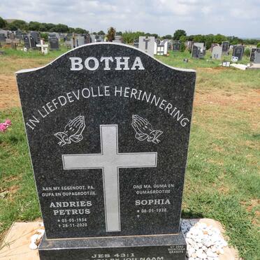 BOTHA Andries Petrus 1934-2020 & Sophia 1938-