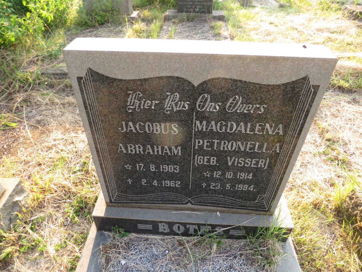 BOTES Jacobus Abraham 1903-1962 & Magdalena Petronella VISSER 1914-1984
