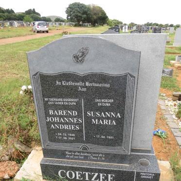 COETZEE Barend Johannes Andries 1948-2021 & Susanna Maria 1951- 
