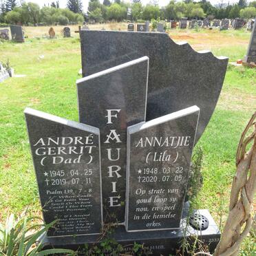FAURIE Andre Gerrit 1945-2019 & Annatjie 1948-2020