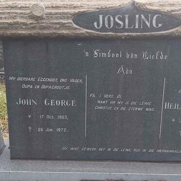 JOSLING John George 1903-1972 & Heila Magdalena JOUBERT 1908-1974