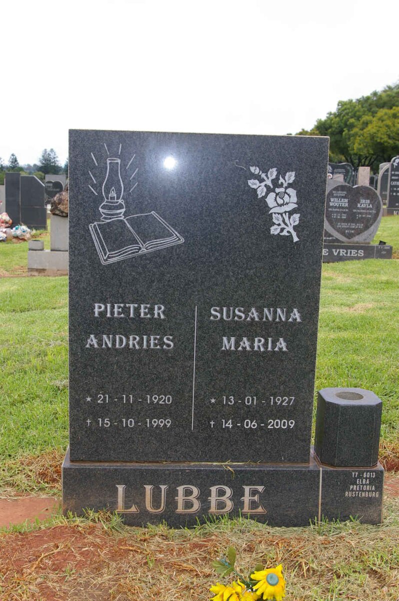 LUBBE Pieter Andries 1924-1999 &amp; Susanna Maria 1927-2009